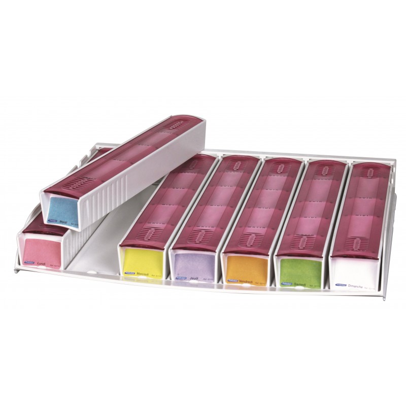 Set mit 7 Modulo-Pillendosen, Himbeere