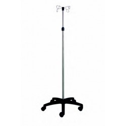 Pied à serum, Tige inox, 2...